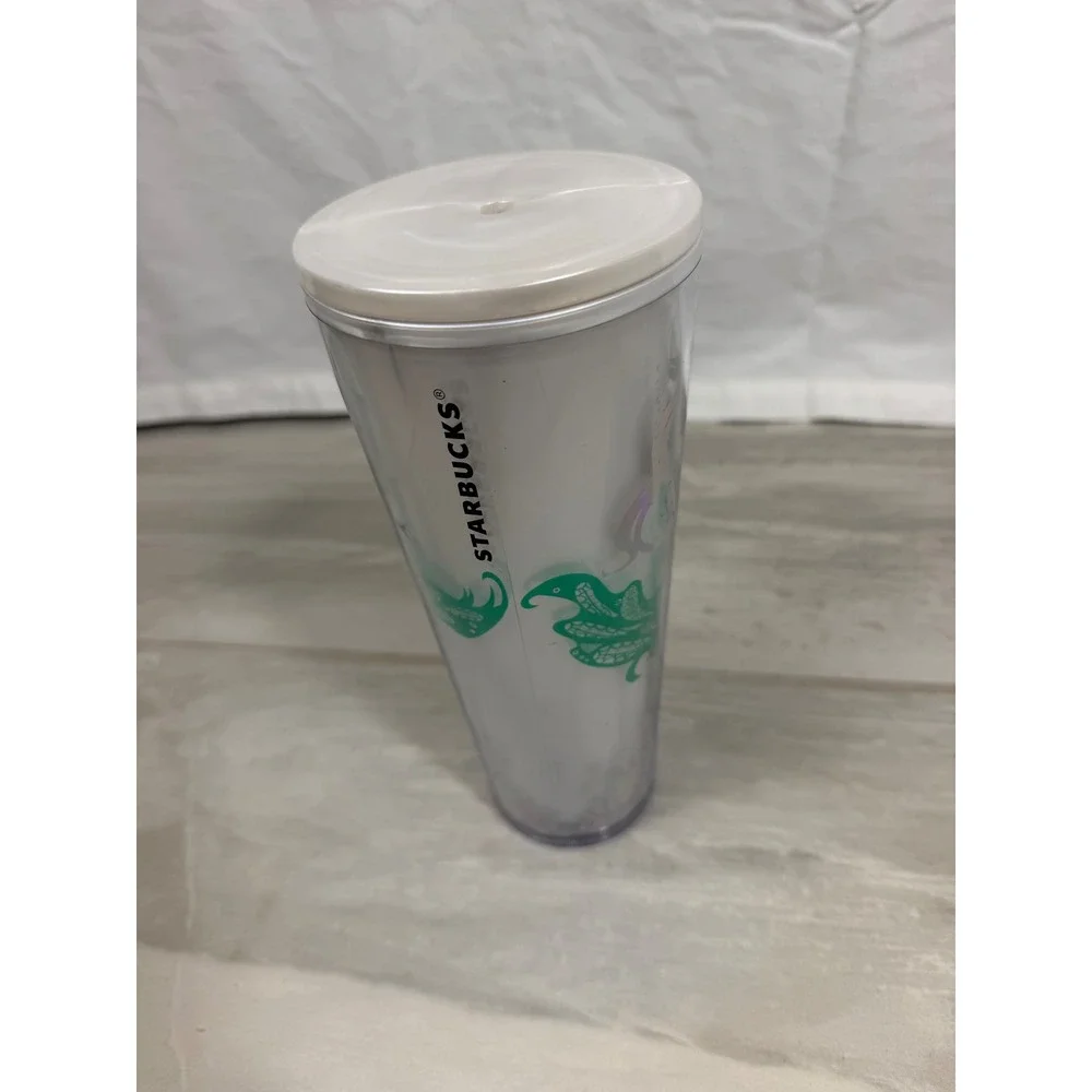 Starbucks 24oz Venti Iridescent Siren Mermaid Cold Cup Tumbler White Green Lid
